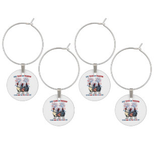 250 Years Funny Chickens Flying High Fireworks 4th Wine Charm