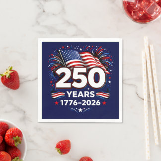 250 Years Independence Patriotic Fireworks Blue  Napkins