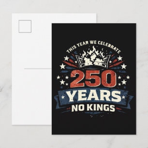 250 Years No Kings Patriotic Announcement Postcard
