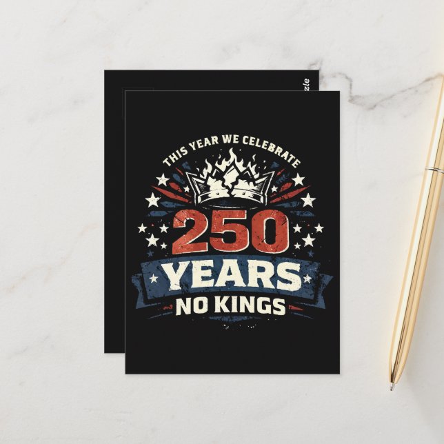 250 Years No Kings Patriotic Postcard (Front/Back In Situ)