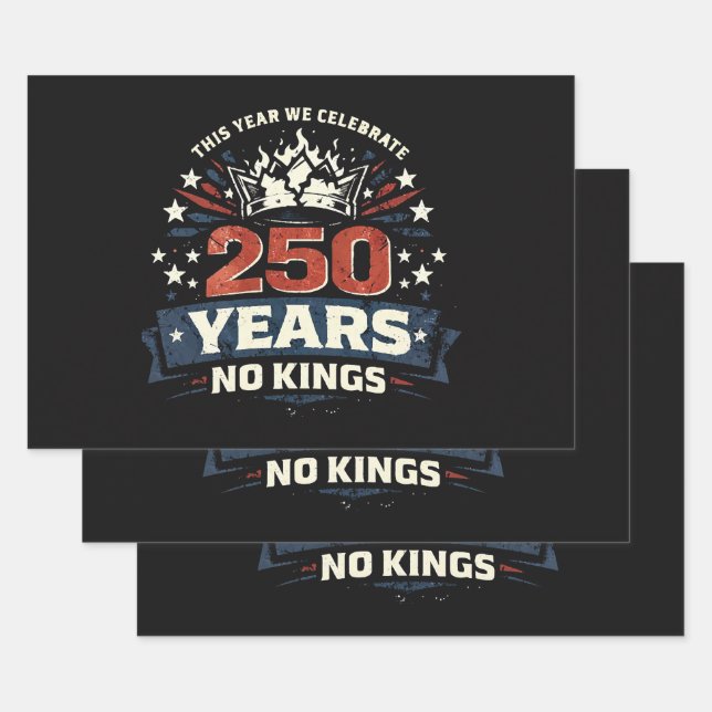 250 Years No Kings Patriotic Wrapping Paper Sheets (Set)