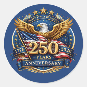 250 Years of American Independence Patriotic Classic Round Sticker