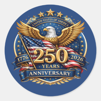 250 Years of American Independence Patriotic Classic Round Sticker