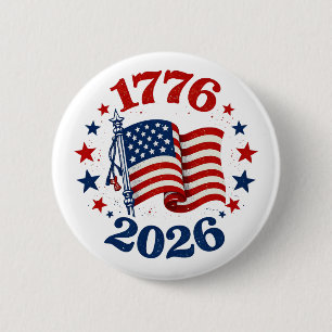 250 Years of American Independence Patriotic Flag  Button