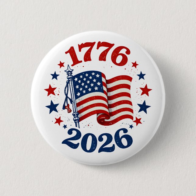 250 Years of American Independence Patriotic Flag  Button (Front)