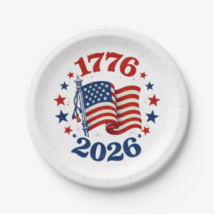 250 Years of American Independence Patriotic Flag Paper Plates