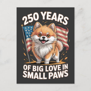 250 Years of Big Love in Small Paws Pomeranian Postcard