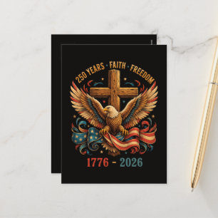 250 Years of Faith and Freedom Patriotic Eagle Holiday Postcard