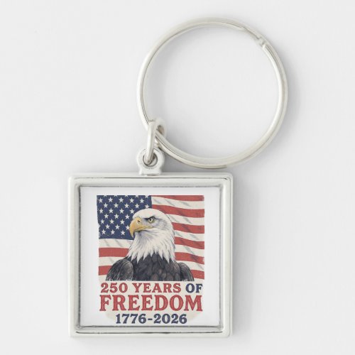 250 Years of Freedom 1776-2026 American Eagle Flag Keychain
