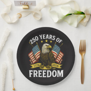 250 years of freedom 1776 2026 bald eagle paper plates