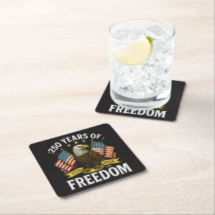 250 years of freedom 1776 2026 bald eagle square paper coaster