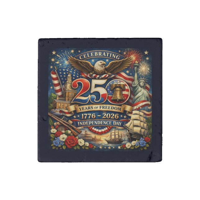 250 Years of Freedom (1776–2026) Stone Magnet (Front)