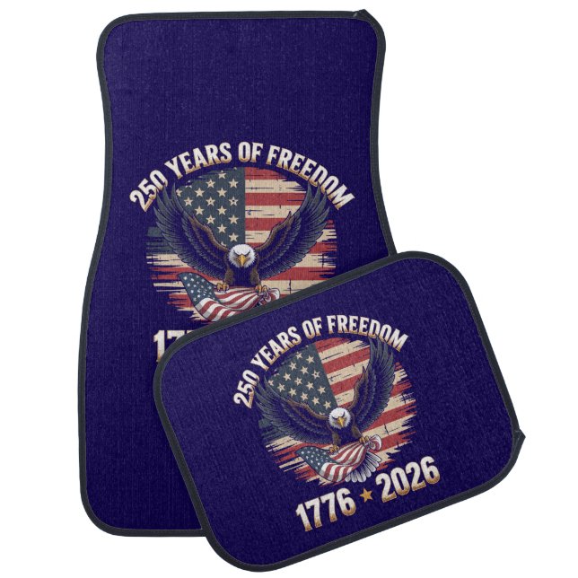 250 Years of Freedom Eagle American Flag Patriotic Car Floor Mat (Set)