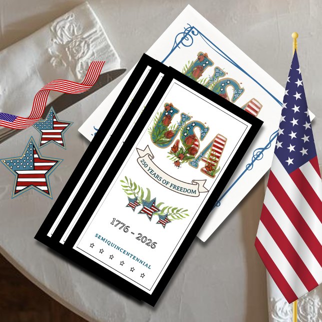 250 Years of Freedom Elegant Patriotic Black Guest Paper Guest Towels (250 Years of Freedom Elegant Patriotic Black Guest Paper Guest Towels)