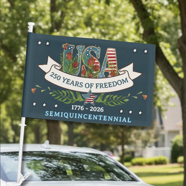 250 Years of Freedom Elegant Patriotic Blue Car Flag (250 Years of Freedom Elegant Patriotic Blue Car Flag)