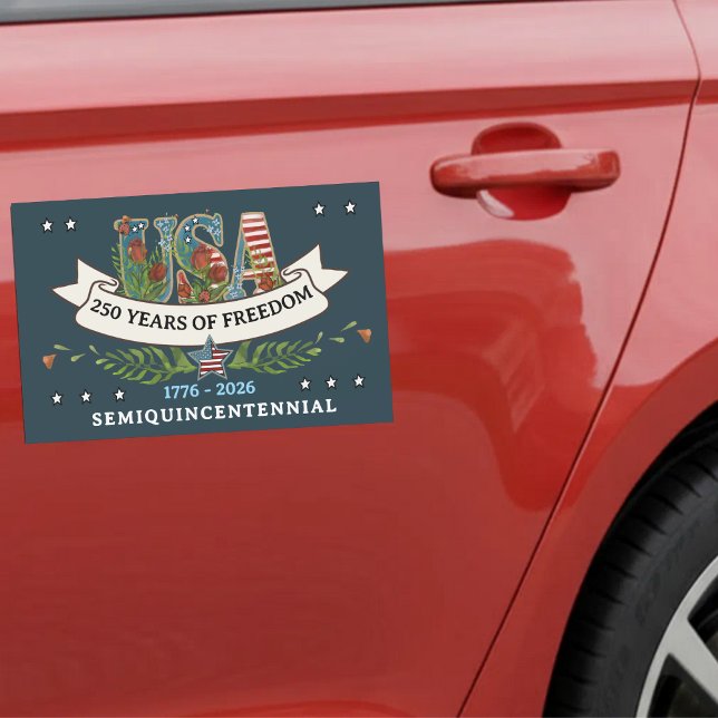 250 Years of Freedom Elegant Patriotic Blue Car Magnet ( 250 Years of Freedom Elegant Patriotic Blue Car Magnet)