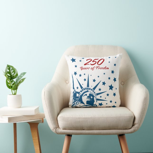 250 Years of Freedom Happy Birthday USA Patriotic  Throw Pillow (Chair)