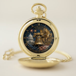 250 Years of Freedom Liberty Bell Bald Eagle & U.S Pocket Watch