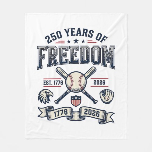 250 Years of Freedom Patriotic Baseball Design_1 Fleece Blanket