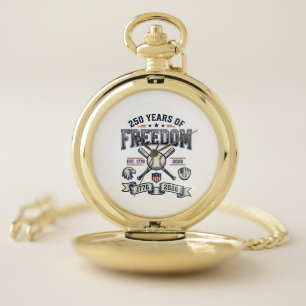 250 Years of Freedom Patriotic Baseball Design_1 Pocket Watch