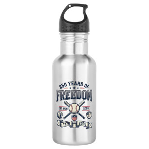 250 Years of Freedom Patriotic Baseball Design_1 Stainless Steel Water Bottle