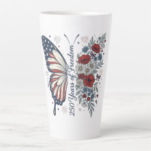🦋250 Years of Freedom Patriotic Butterfly Latte Mug