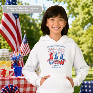 250 Years of Freedom Patriotic Gnomes Kids Hoodie