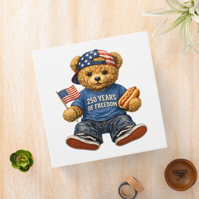 250 Years Of Freedom Teddy Bear  3 Ring Binder (In Situ)