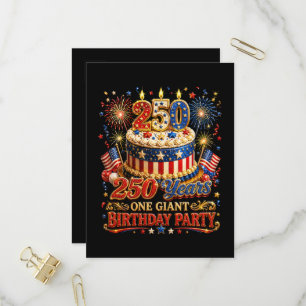 250 Years One Giant Birthday 250 Anniversary USA  Invitation Postcard