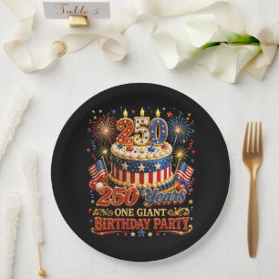 250 years one giant birthday 250 anniversary usa paper plates