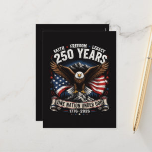 250 Years One Nation Under God Eagle Holiday Postcard