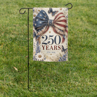 250 Years Patriotic Bow & Wildflower Garden Flag