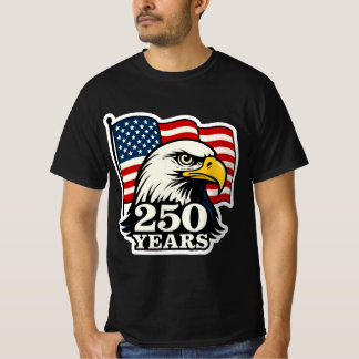 250 Years Patriotic Eagle & Flag Design T-Shirt