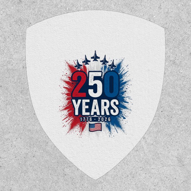 250 Years Patriotic Jets Anniversary Vector Design Patch (Front)