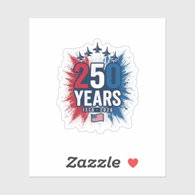 250 Years Patriotic Jets Anniversary Vector Design Sticker (Sheet)