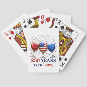 250 Years Patriotic Wine Glass Celebration Poker Cards