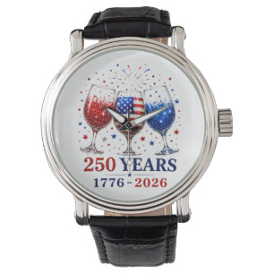 250 Years Patriotic Wine Glass Celebration Watch