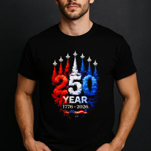 250 Years Red White Blue Smoke Jets USA T-Shirt