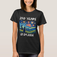 250 Years Starry Night Cat 4th of July 250th