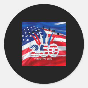 250 years usa 1776 2026 4th of july jet patriotic classic round sticker