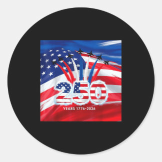250 years usa 1776 2026 4th of july jet patriotic classic round sticker