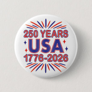 250 Years USA 1776–2026 Semiquincentennial Button