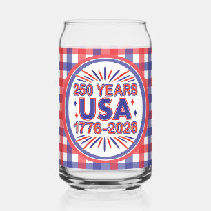 250 Years USA 1776–2026 Semiquincentennial Can Glass