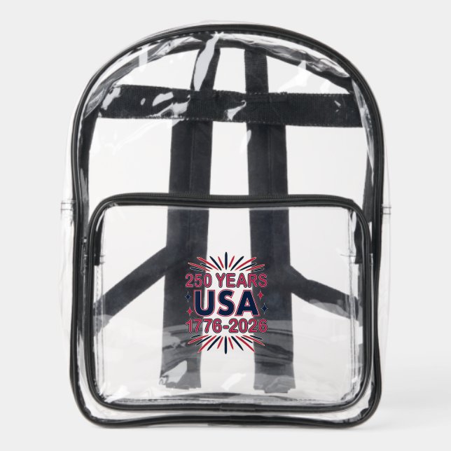 250 Years USA | 1776–2026 Semiquincentennial Clear Backpack (Front)