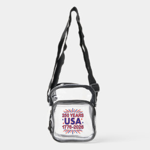 250 Years USA 1776–2026 Semiquincentennial Clear Crossbody Bag