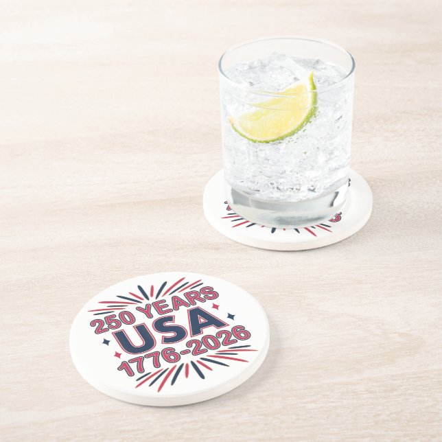 250 Years USA | 1776–2026 Semiquincentennial Coaster (Side)