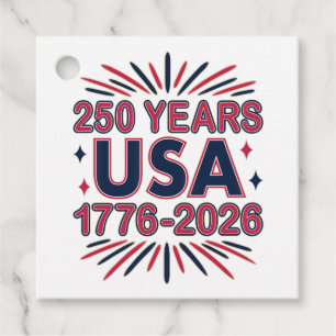 250 Years USA 1776–2026 Semiquincentennial Favor Tags