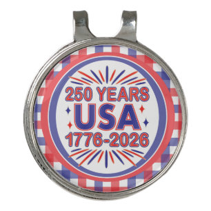 250 Years USA 1776–2026 Semiquincentennial Golf Hat Clip