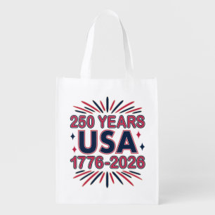250 Years USA   1776–2026 Semiquincentennial Grocery Bag