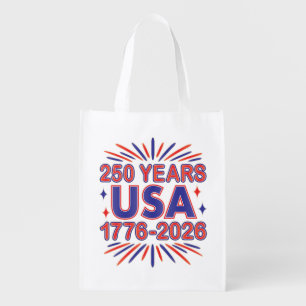 250 Years USA   1776–2026 Semiquincentennial Grocery Bag
